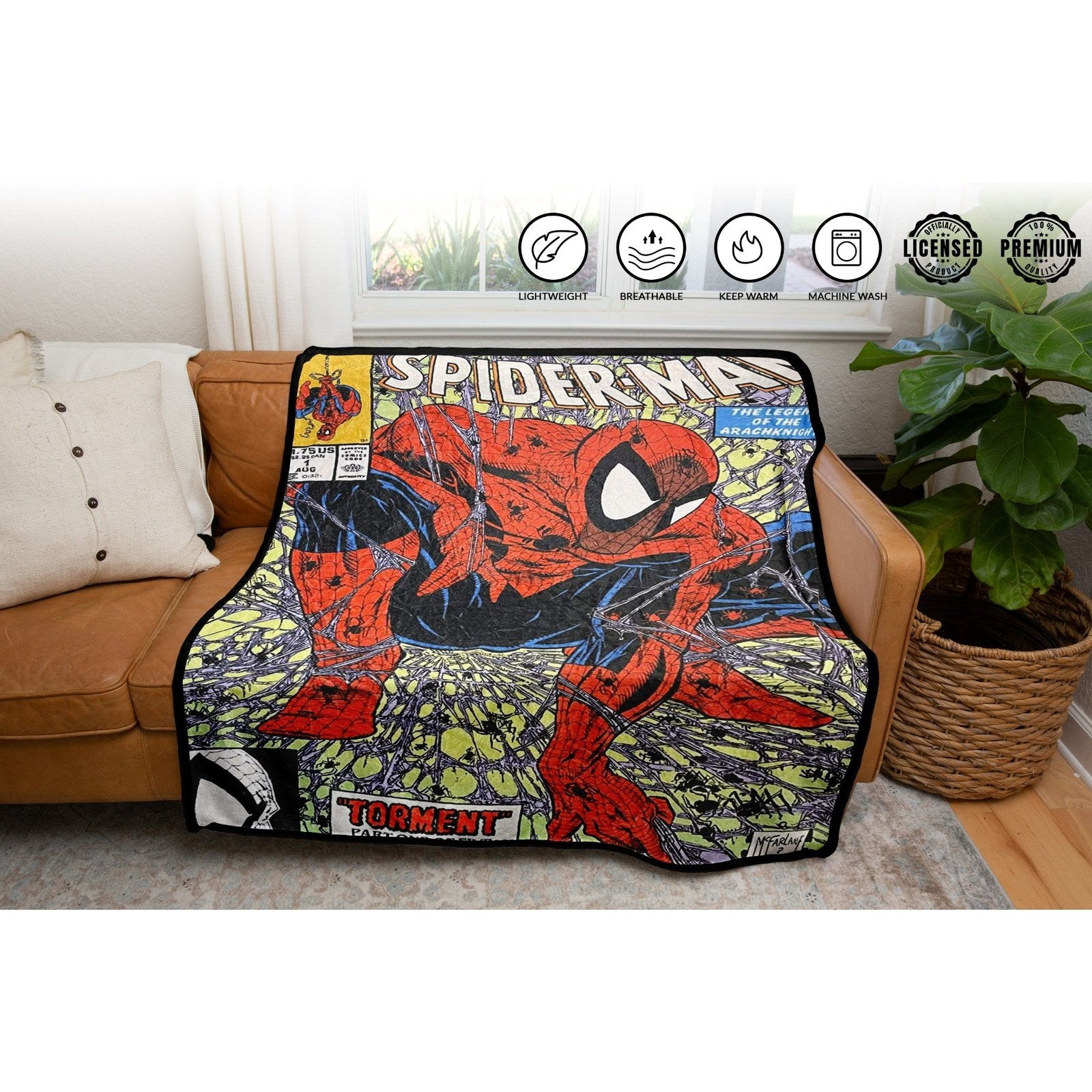 Marvel Spider Man 90 s Cover Torment Fleece Throw Blanket Fundom