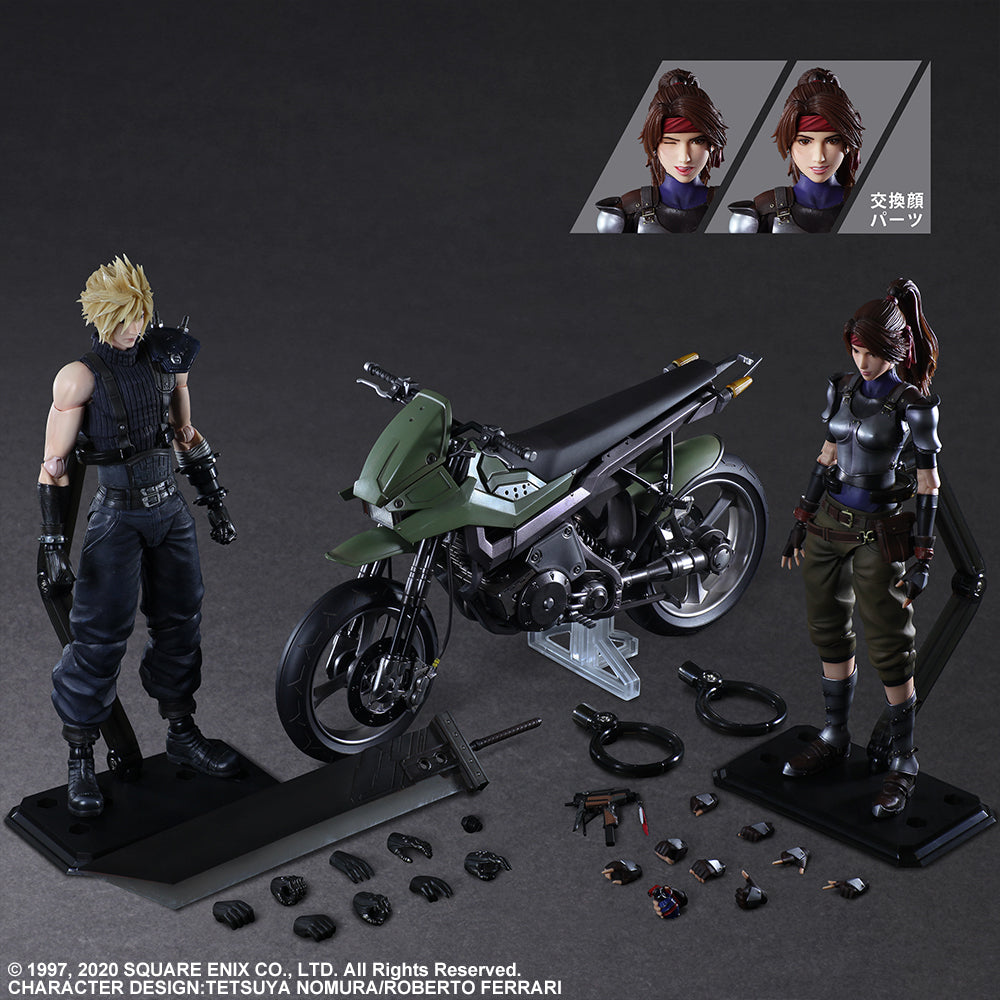 Square Enix Final Fantasy VII Remake Cloud Strife Jessie Motorcycle Play Arts Kai Action Figure Set