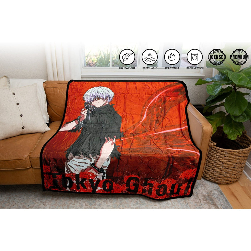 Tokyo Ghoul Ken Kaneki Rinkaku Kagune Fleece Throw Soft Lightweight Blanket 45x60 Inches