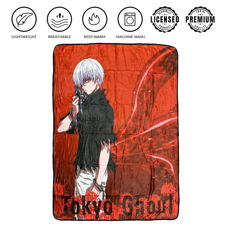 Tokyo Ghoul Ken Kaneki Rinkaku Kagune Fleece Throw Soft Lightweight Blanket 45x60 Inches