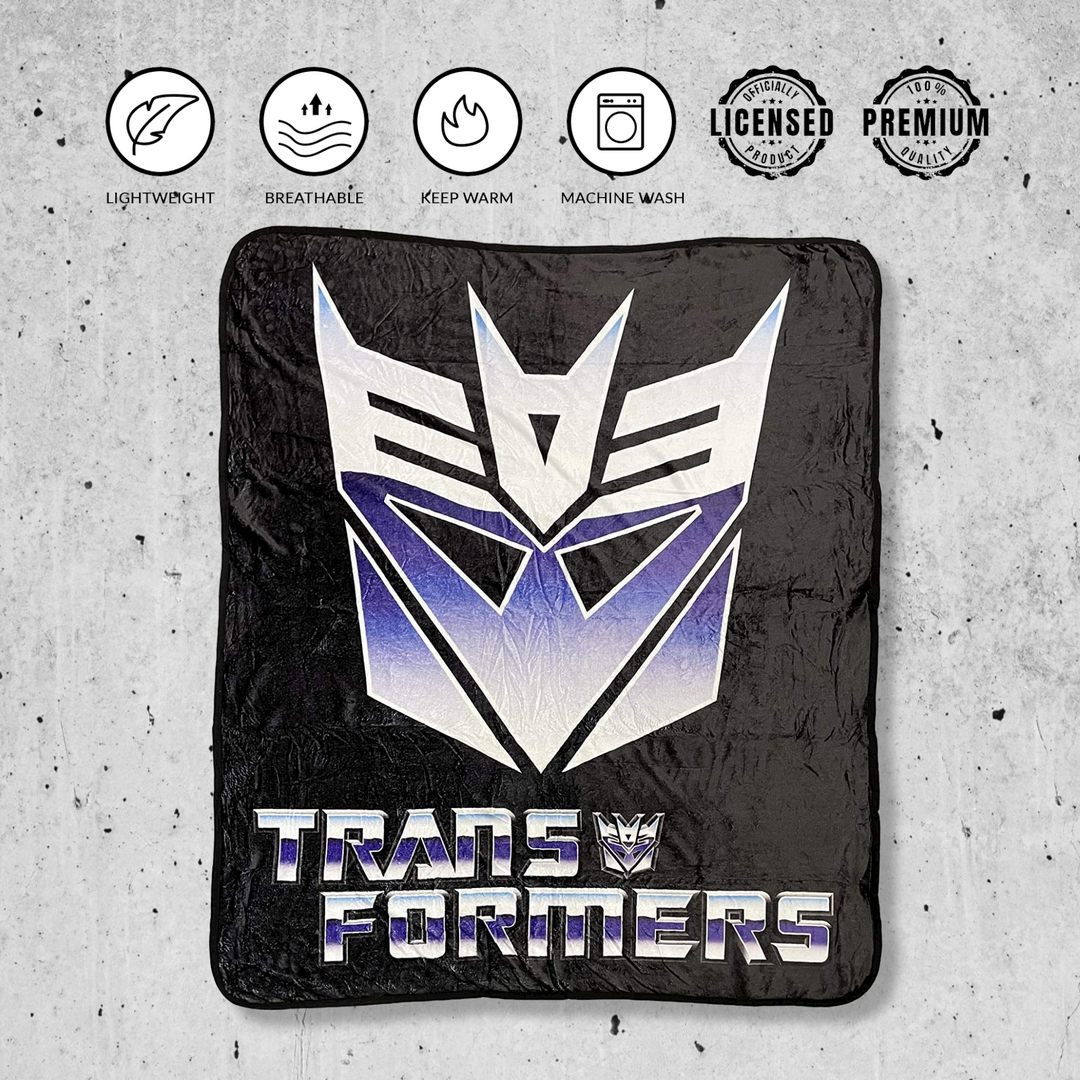 Hasbro Transformers Decepticon Symbol 80's Cartoon Fleece Throw Blanket