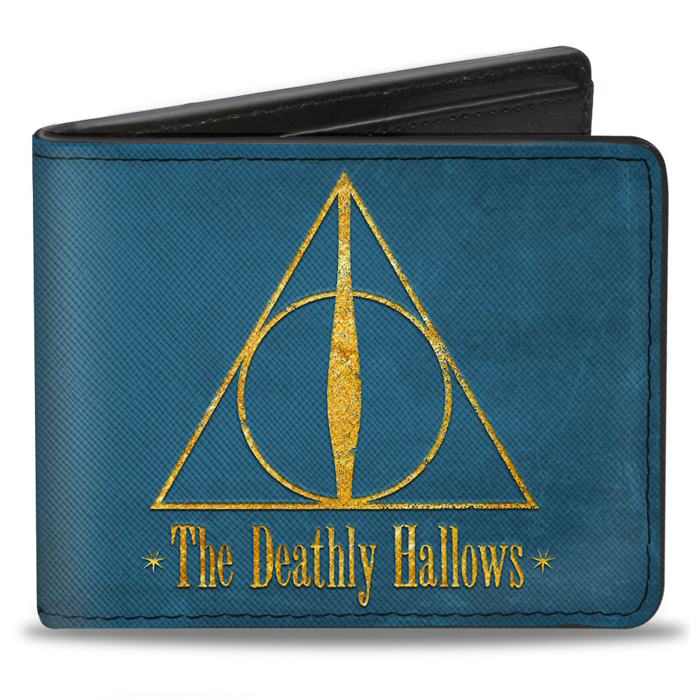 Harry Potter The Deathly Hallows Symbol Blue/Gold Bi-Fold Wallet