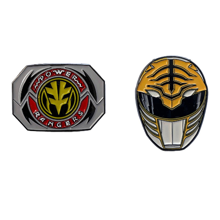 Power Rangers White Ranger Mask and Emblem Tommy 2 Pack Enamel Pin set