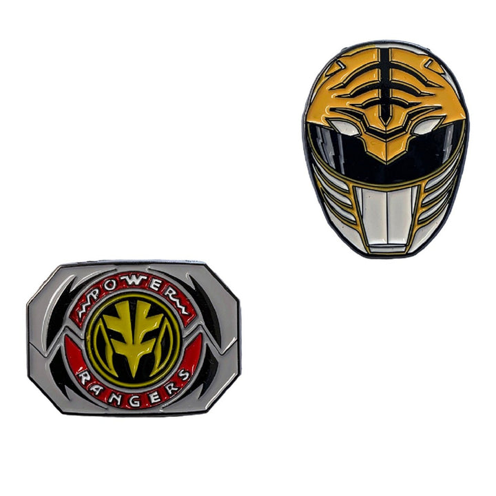 Power Rangers White Ranger Mask and Emblem Tommy 2 Pack Enamel Pin set