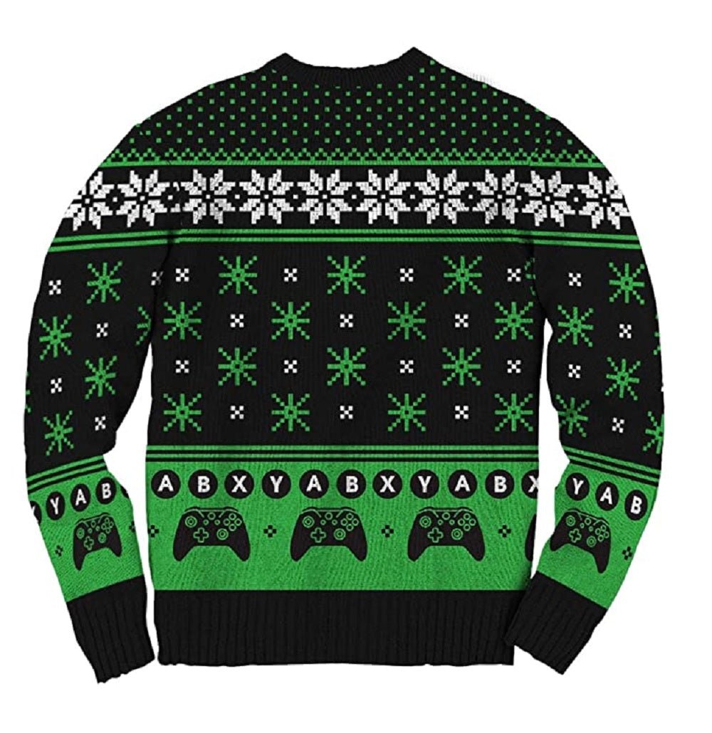 Xbox Logo Pattern Gamer Offcially Licesned Adult Ugly Fleece Sweater - Fundom