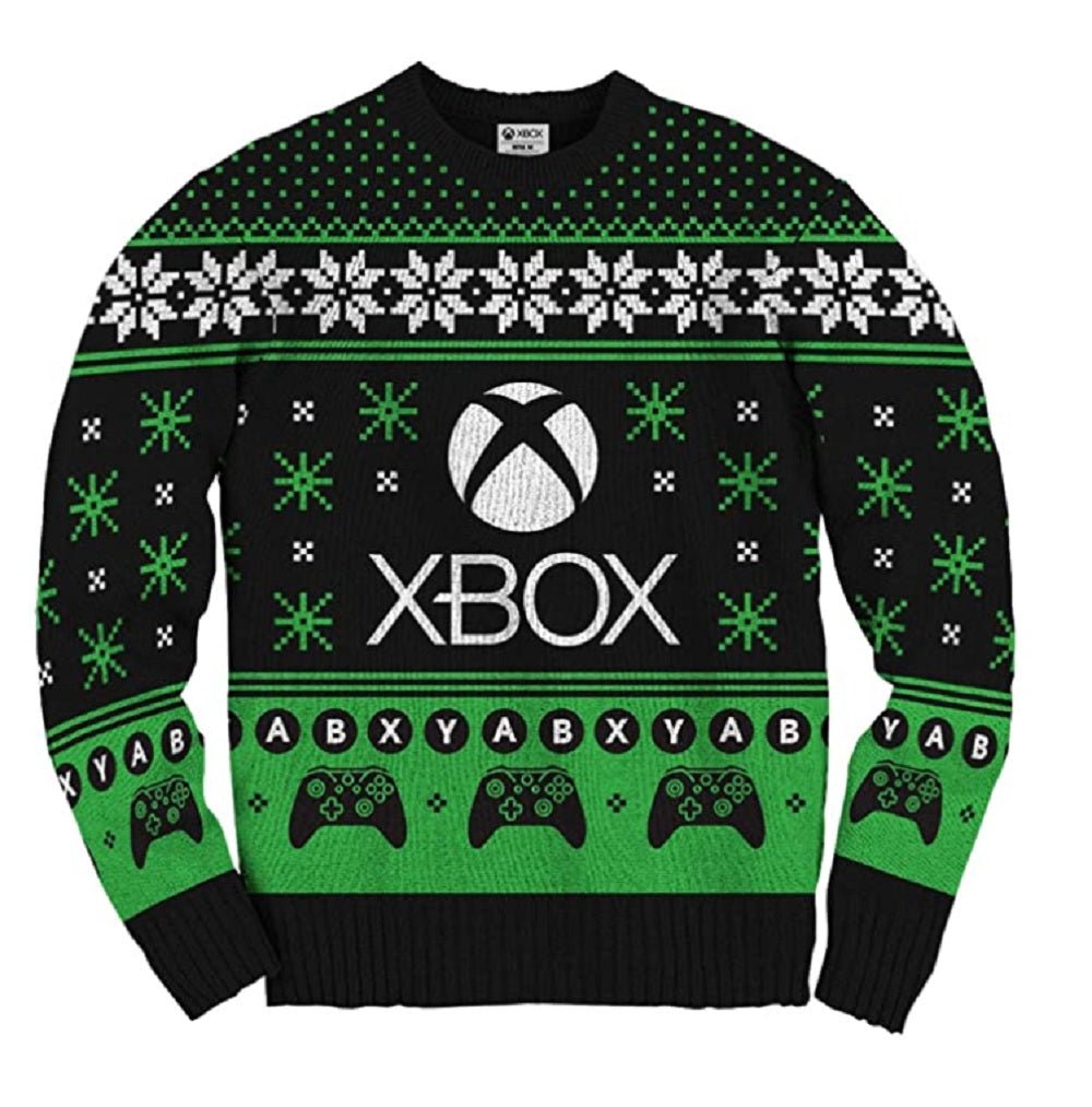 Xbox Logo Pattern Gamer Offcially Licesned Adult Ugly Fleece Sweater - Fundom