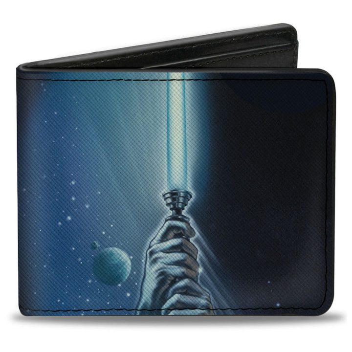 Star Wars Luke Holding Lightsaber + Character Collage Bi-Fold Wallet
